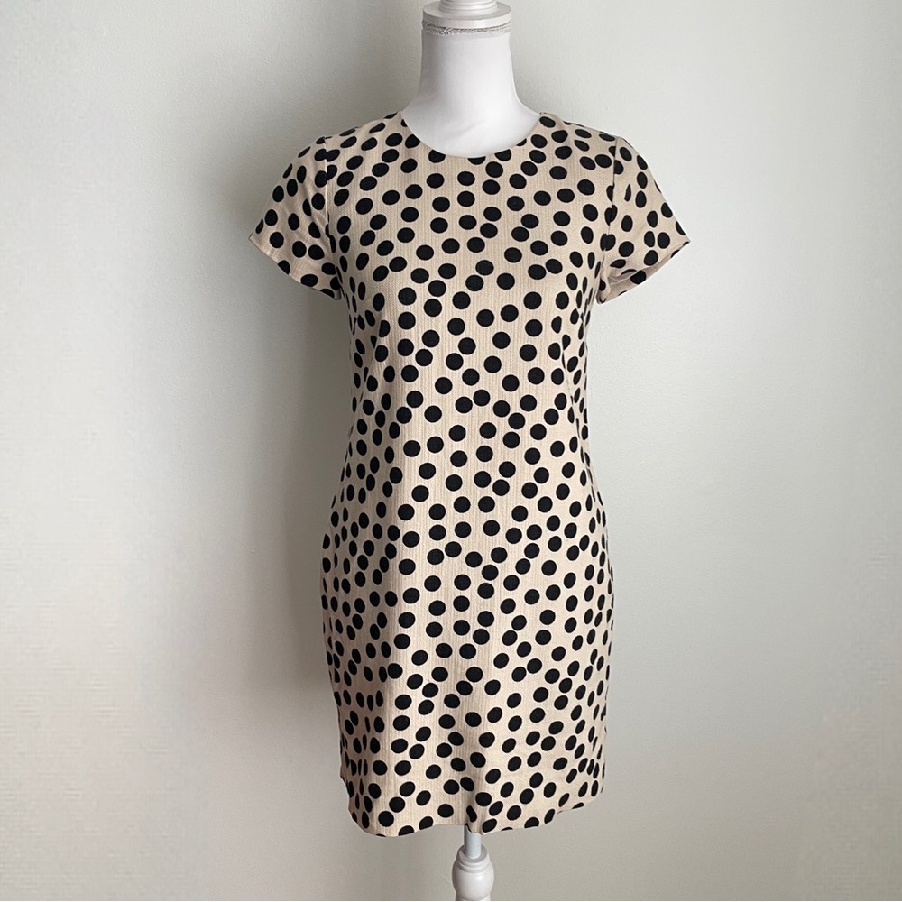 J. Crew Cream and Black Polka Dot Dress Size 0